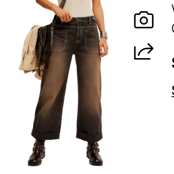 NEW! Free People The Palmer cuffed jeans - Picture 3 of 12